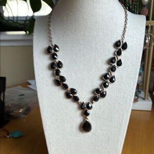 Black and Silver Cascade Necklace with Elegant Design